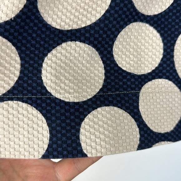 Boden Woven Textured Mini Skirt Women's US 16R Navy Creme Polka Dot EUC Length18 - Picture 4 of 12